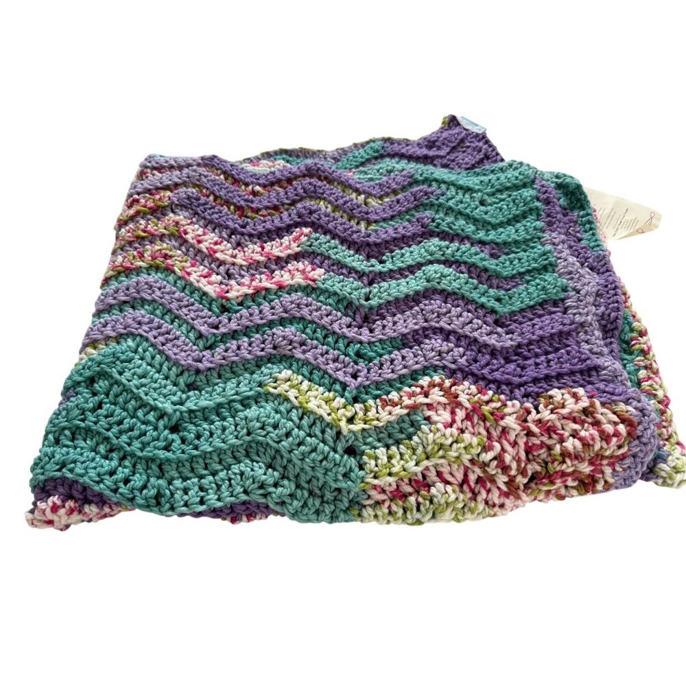 Binky Patrol North Texas Chapter Handmade Crochet Blanket Chevron Pattern 46x48"